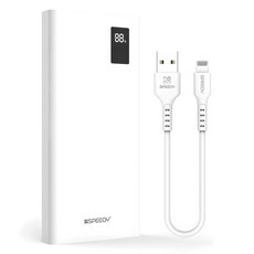 Speedy Seulrimpit PD 20 W Gosok Charging Bojo Pear Teori 10000 mAh Multi Danja + 20 W 8 Pin Cable , SPE-B 2 PA 10 DPQ(8 Pin ), White (스피디 슬림핏 PD 20W 고속충전 보조배터리 10000mAh 멀티단자 + 20W 8핀 케이블, SPE-B2PA10DPQ(8핀), 화이트)