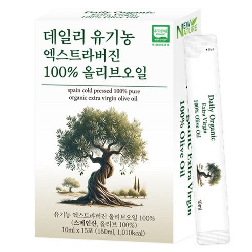 Nyucheo Deri Organic Extra Beojin Olribeu Oil 15 p, 150 ml, 1 Pack (뉴네이처 데일리 유기농 엑스트라버진 올리브오일 15p, 150ml, 1개)