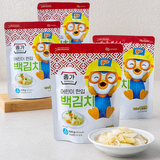 Jongga Kids Pack Baek Kimchi , 300 g, 4 Pack (백)