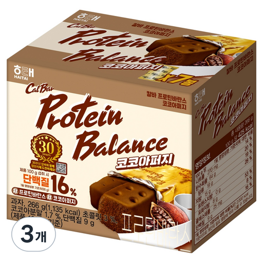 Haitai Je Kalba Peutin Baranseu Kokoapeoji 7 p, 266 g, 3 Pack (제 칼바 프틴 바란스 코코아퍼지)