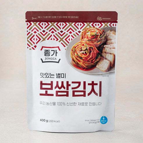 Jongga Tasty Byeolmi Bossam Kimchi , 400 g, 1 Pack (종가 맛있는 별미 보쌈김치, 400g, 1개)