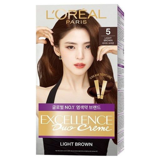 Realpari Ekselrangseu Dyuo Cream Nanwosseu Saechiyeomsaek Yeommoje , 5 Rateubeuraun , 1 Pack (레알파리 엑셀랑스 듀오 나눠쓰 새치염색 염모제 라트브라운)