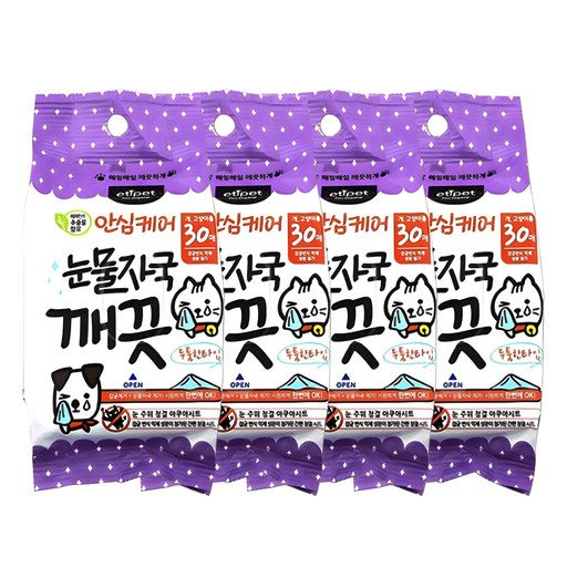 Tipet Ban Ryo Dongmulyong Nunmuljaguk Kkaekkeut Sheet 30 p, 150 g, 4 Pack (티펫 반 동물용 눈물자국 깨끗)