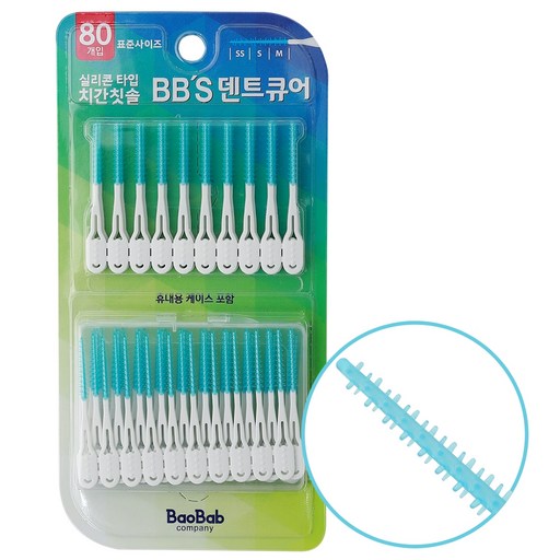 Denteukyueo Silrikon Chiganchitsol , 80 Pack , 1 Pack (덴트큐어 실리콘 치간칫솔)