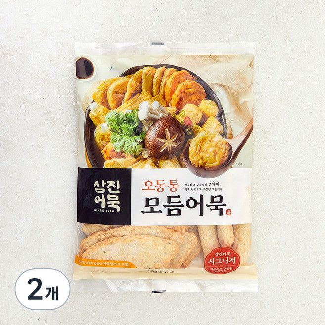 Samjin Fish Cake Odong Whole Modeum Fish Cake + Seupeu , 700 g, 2 Pack (삼진 오동 모듬 스프)