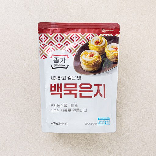 Jongga Siwonhago Gipeun Flavor Baekmukeunji , 400 g, 1 Pack (시원하고 깊은 백묵은지)