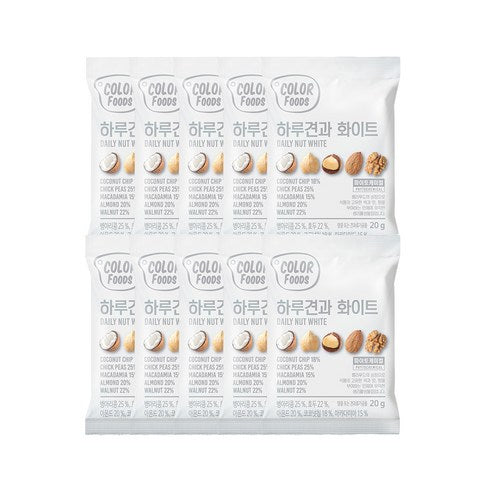 Harugyeon White , 20 g, 10 Pack (하루견과 화이트, 20g, 10개)