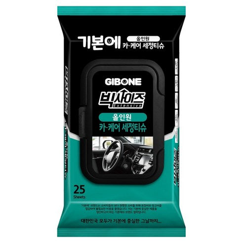 Gibon Bik Size All-in-One Ka Care Set Jeongtisyu , 2 5 Pack , 1 Pack (기본에 빅사이즈 올인원 카 케어 세정티슈, 25개, 1개)