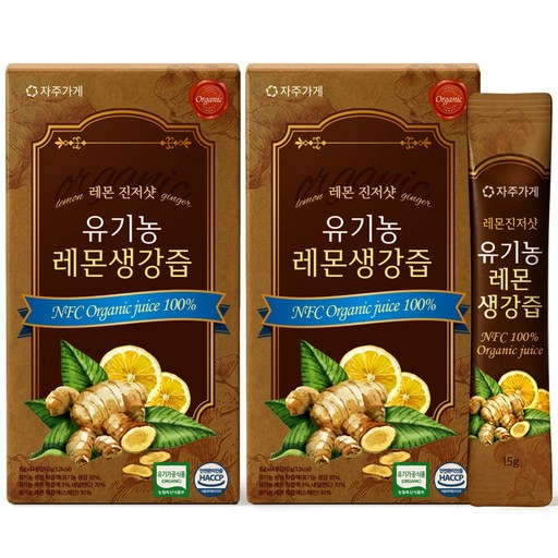 Organic Lemon Saenggangjeup NFC Chakjeup Wonaek Stick Jajuge , 2 Pack , 210 ml (생강즙 착즙 원액 자주게)