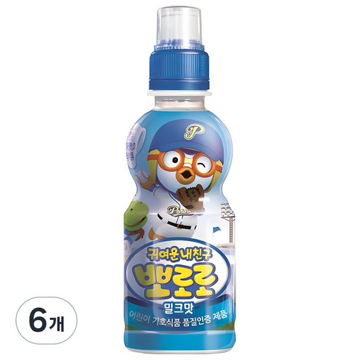 Paldo Gwiyeounnaechingu Ppo Milkeu Flavor , 235 ml, 6 Pack (귀여운내친구 뽀 밀크)