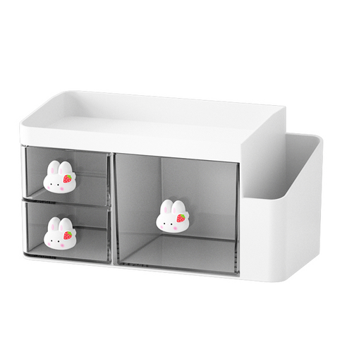 Kohimo Kaerikteo Tumyeong 3 Dan Deseukeu Ogeonajeo 4 W 241, White , 1 Pack (코히모 캐릭터 투명 3단 데스크 오거나이저 4W241, 화이트, 1개)