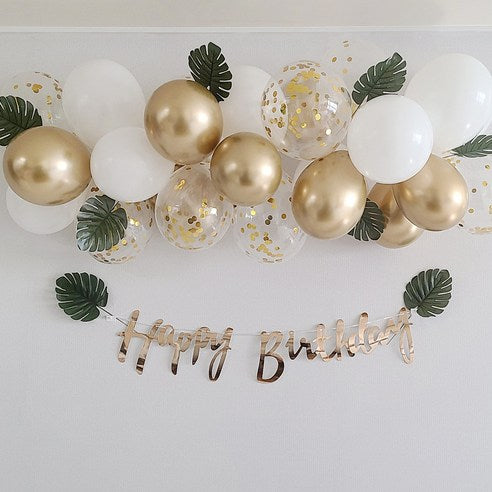 Monseutera Gold Beolrunkeulrau Set + Gold Saengraendeu , Honhap Color , 1 Pack (몬스테라골드벌룬클라우세트+골드생일가랜드, 혼합색상, 1개)