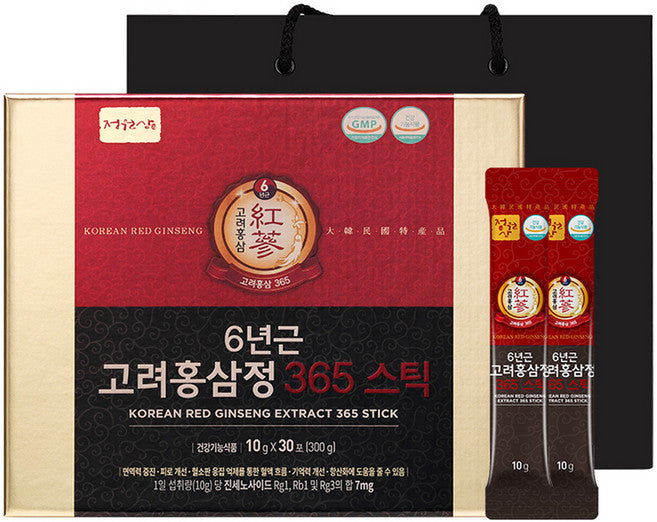Jeongwonsam 6 Geun Korea Red Ginseng Extract 365 Stick Seonmul Set + Syopingbaek , 300 g, 1 Pack (정원삼 근 선물 쇼핑백)