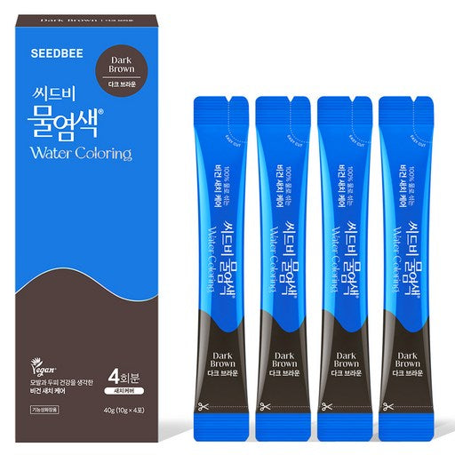 Ssideubi Mulyeomsaek Sijeun 2 Yeommoje 4 p, Dakeubeuraun , 1 Pack (씨드비 물염색 시즌 염모제 다크브라운)