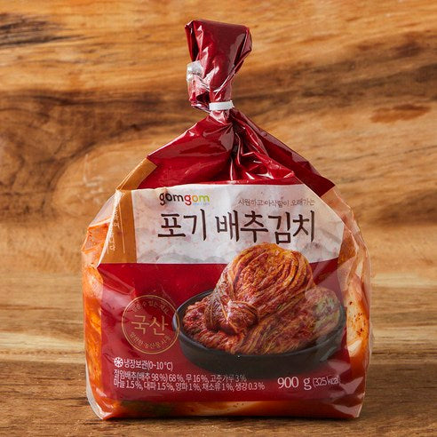 Gomgom Packets Gi Pear Chu Kimchi , 900 g, 1 Pack (곰곰 포기 배추김치, 900g, 1개)