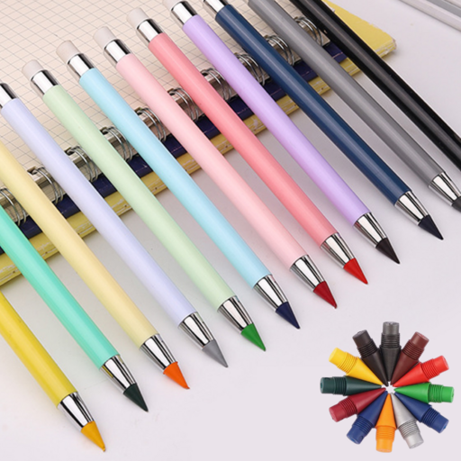 Narudi Kkak Pilyoeops Dalhjianh Color Muyeonpil 12 Saek + Penchok 12 Saek , 12 Pack , Honhapsaeksang (나루디 깍 필요없 닳지않 무연필 색 펜촉 혼합색상)