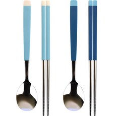 Boreu Junieo 2 In Cutlery , Haneul + Blue , Spoon (2 P) + Chopsticks (2 P), 1 Set (보네르 주니어 2인 수저, 하늘 + 블루, 숟가락(2P) + 젓가락(2P), 1세트)