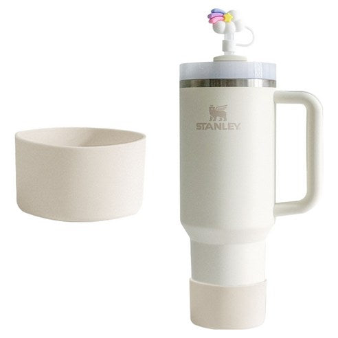 Kkaebida Seutaenri Hohwan Silrikon Badak Keobeo 71 mm, Cream , 2 Pack (깨비다 스탠리 호환 실리콘 바닥 커버 71mm, 크림, 2개)