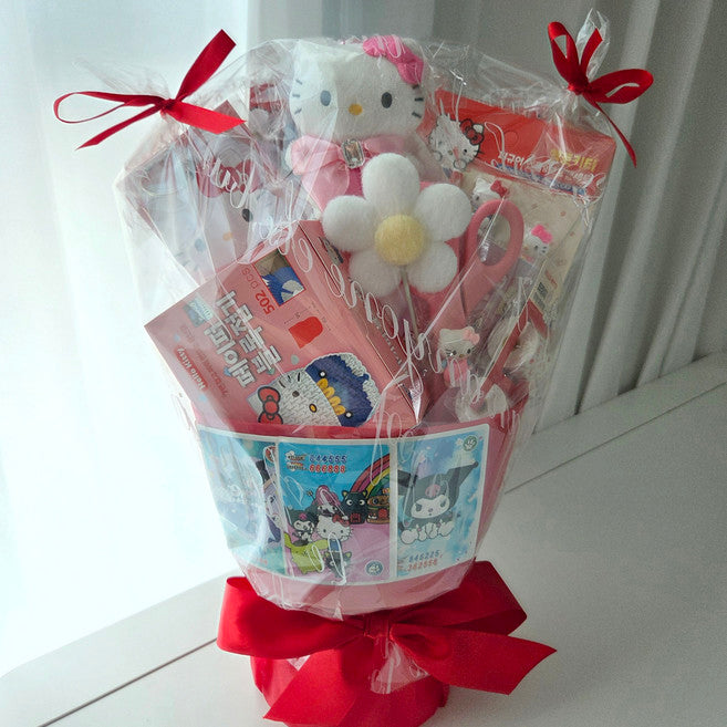 Mungudabal Kaerikteomungudabal Kkotdabal Eumakhoe Hakyehoe Joleopsik Pack Haksik Yeojachingu Seonmul , 1 Pack , Mungudabal Sanrio Helkiti (문구다발 캐릭터문구다발 꽃다발 음악회 학예회 졸업식 입학식 여자친구 선물, 1개, 문구다발 산리오 헬로키티)