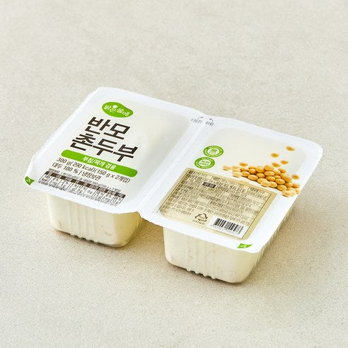 Clear Water Half Block Village Tofu 2 Pack Pack , 300 g, 1 Pack (맑은물에 반모 촌두부 2개입, 300g, 1개)