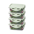 Rak & Rak Biseupeuri Pyueo Milpyeyonggi Rateu Green Jik Square , 4 Pack , 350 ml (락앤락 비스프리 퓨어 밀폐용기 라이트그린 직사각, 4개, 350ml)