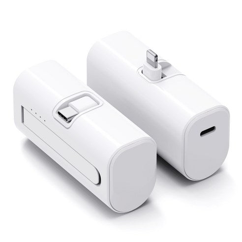 Mini Chehyeong Ginaeyong Kinghyeong Bojo Pear Teori 5000 USB-C 8 Pin , White (미니 일체형 기내용 도킹형 보조배터리 5000 C타입 8핀, 화이트)