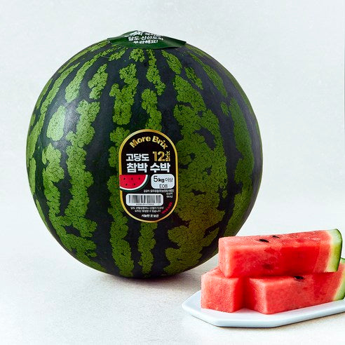 Heukmi 11 brix Watermelon , 5 kg Sang , 1 Pack (More Brix 고당도 참박 수박, 5kg 이상, 1개)