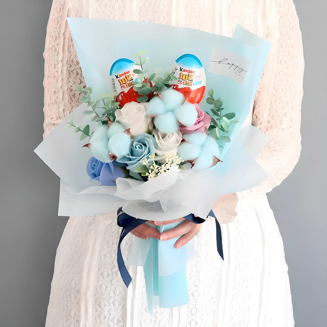 Mori & Seuwithateu Kindeojo 2 p + Binukkotdabal , Seuka Blue , 1 Pack (모리 스윗하트 킨더조 비누꽃다발 스카)