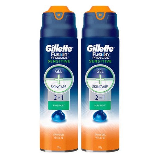 Gillette , 170 g, 2 Pack (퓨전 프글라드 센서티브 퓨어스 츠 쉐빙)