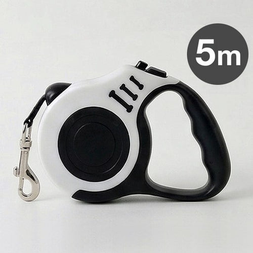 Aegyeon Jadong Rideujul Mokjul Sanchaekjul , 1 Pack , White Black (애견 자동 리드줄 목줄 산책줄)