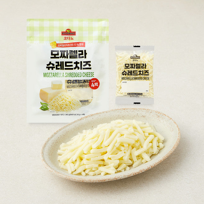 Kodano Mojjarelra Syu Red Cheese , 65 g, 1 Pack , 4 Pack Pack (코다노 모짜렐라 슈레드치즈, 65g, 1개, 4개입)
