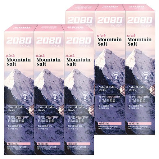 2080 Pyueochiyak Pink Madeu Mint Scent , 120 g, 6 Pack (퓨어치약 마드)
