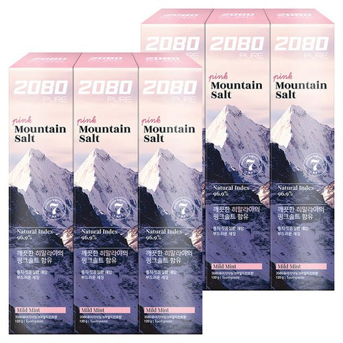 2080 Pyueochiyak Pink Madeu Mint Scent , 120 g, 6 Pack (퓨어치약 마드)