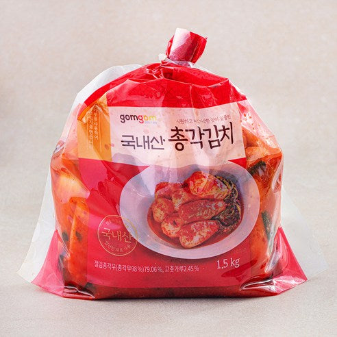 Gomgom Domestic Chonggak Kimchi , 1.5 kg, 1 Pack (곰곰 국내산 총각 김치, 1.5kg, 1개)
