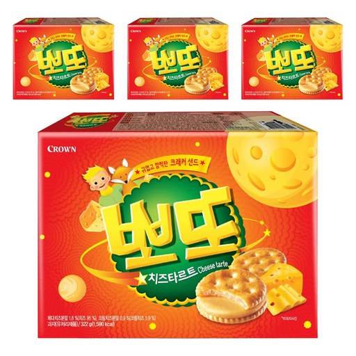 Keuraun Ppotto Cheese Tareuteu , 322 g, 4 Pack (크라운 뽀또 타르트)