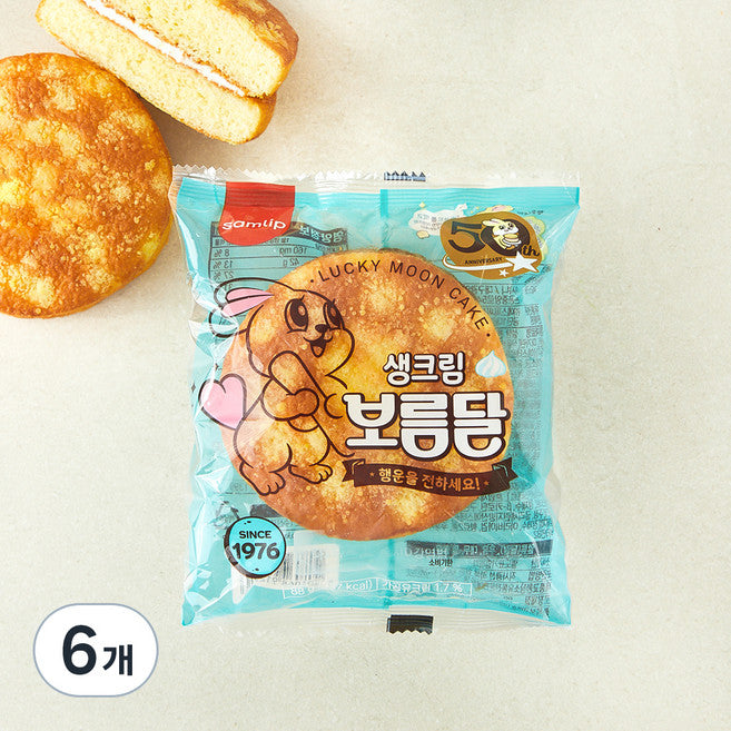Samrip Fresh Cream Boreumdal , 88 g, 1 Pack , 6 Pack (삼립 보름달)