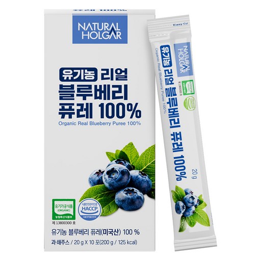 Chyureolol Organic Rieol Blueberry Pyure 100%, 10 Pack , 20 g (츄럴올 리얼 퓨레)