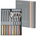 Simdam 304 Stainless 4 In Cutlery Set , 4 Set , Spoon + Chopsticks , Cream + Keopi + Geure + Pink (심담 304 스테인레스 4인 수저세트, 4세트, 숟가락+젓가락, 크림+커피+그레이+핑크)