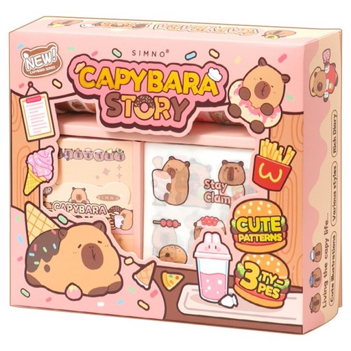 Seutikoni Kkumigi Box Daeori Kkumigi Set , Kapibara Seutori , 1 Set (스티코니 꾸미기 다어리 카피바라 스토리)