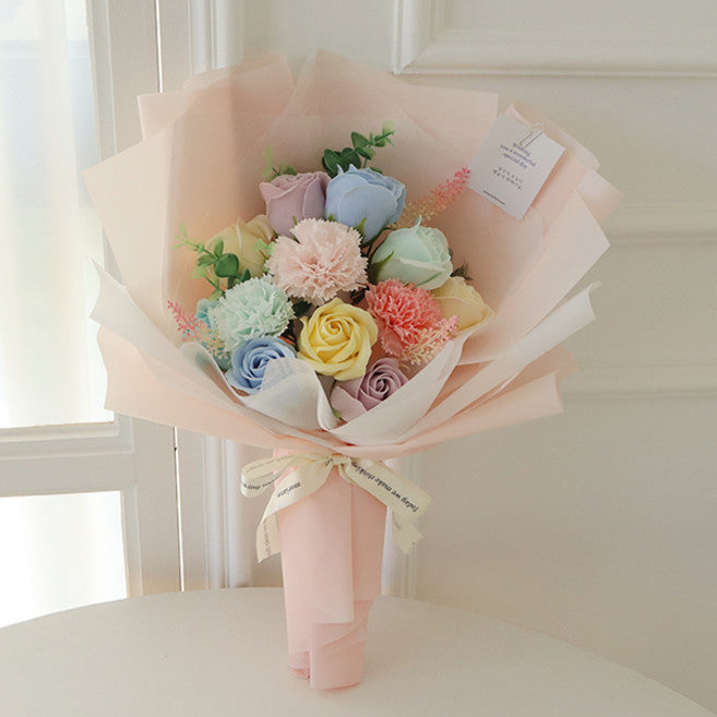 Mori & Pear Ri Binukkot Jomyeong Kkotdabal + Syopingbaek , Geureseu Peach Pink , 1 Pack (모리 리 비누꽃 조명 꽃다발 쇼핑백 그레스)