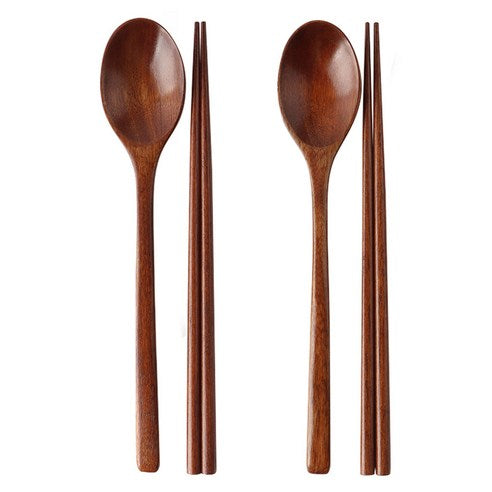 Enseutori Otchil Cutlery Set , Udeu , Spoon 2 p + Chopsticks 2 p, 1 Set (이와이엔스토리 옻칠 수저 세트, 우드, 숟가락 2p + 젓가락 2p, 1세트)