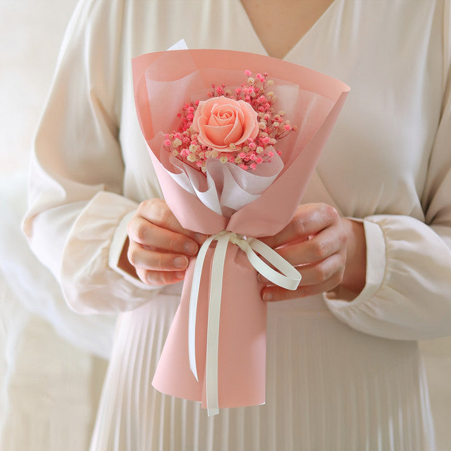Senteubaseuket Binukkot Peurijeobeudeu An Pack Mikseu Song Rose Kkotdabal , Pink , 1 Pack (센트바스켓 비누꽃 프리저브드 안 믹스 송 꽃다발)