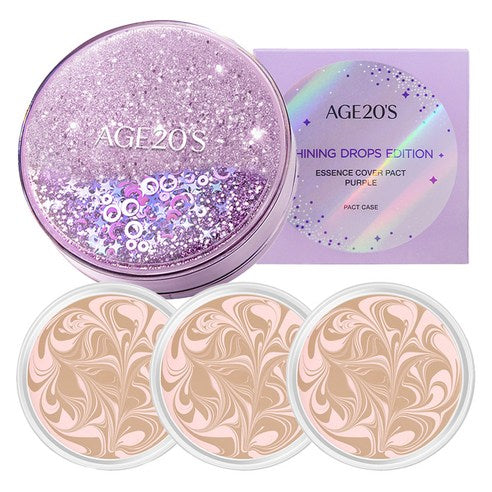 Age 20's Syaning Deurop Edition Nyu Original Essence Keobeo Pact Case + Ripil 12.5 g x 3 p, 21 Ho Pink Ratte , 1 Pack (에이지투웨니스 샤이닝 드롭 에디션 뉴오리지널 에센스 커버 팩트 케이스 + 리필 12.5g x 3p, 21호 핑크라떼, 1개)