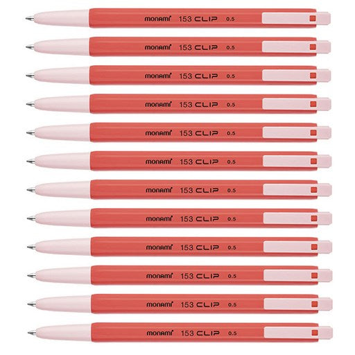 Monami 153 Keulrip 0.5 mm, Jeoksaek , 12 Pack (모나미 클립 적색)