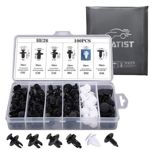 Chatiseuteu Charyangyong Peulra Stick Paeseuneo Ribet Gojeongpin Keulrip 100 p Set + Storage Ham , 1 Set (차티스트 차량용 플라스틱 패스너 리벳 고정핀 클립 100p 세트 + 보관함, 1세트)