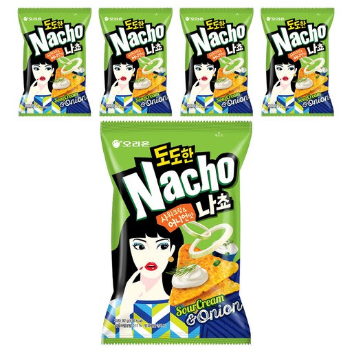 Orion Nachyo Sawo Cream Eonieon Flavor , 92 g, 5 Pack (나쵸 사워 어니언)