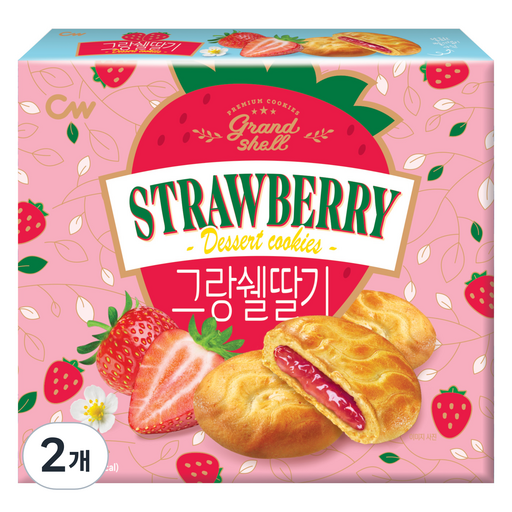 Cheongusikpum Geurangswel Cookie Strawberry 10 p, 2 Pack , 195 g (청우식품 그랑쉘)