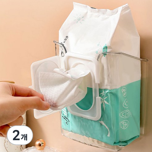 Ribinghomdite Jeopchaksik Wet Wipes Keobeo Case Storage Ham LHD-058, Tumyeong , 2 Pack (리빙홈디테일 접착식 물티슈 커버 케이스 보관함 LHD-058, 투명, 2개)