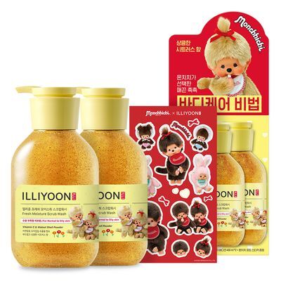 Riyun Peureswimoseuchwo Scrub Wash Monchichi Jeong Edition (400 ml*2+ Jeonggutjeu Gihoek ) (일리윤 프레쉬모이스춰 스크럽워시 몬치치 한정에디션(400ml*2+한정굿즈 기획))