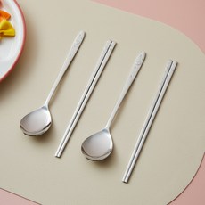 Modeonhauseu Adongyong Beeohateu Cutlery 2 Beol Set , Spoon 2 p + Chopsticks 2 p, 1 Set (모던하우스 아동용 베어하트 수저 2벌 세트, 숟가락 2p + 젓가락 2p, 1세트)